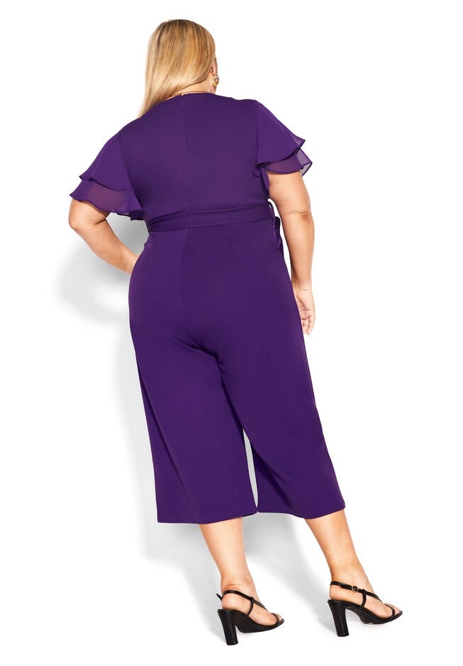 Flutter Sleeve Jumpsuit - petunia, PURPLE, alternate image number null