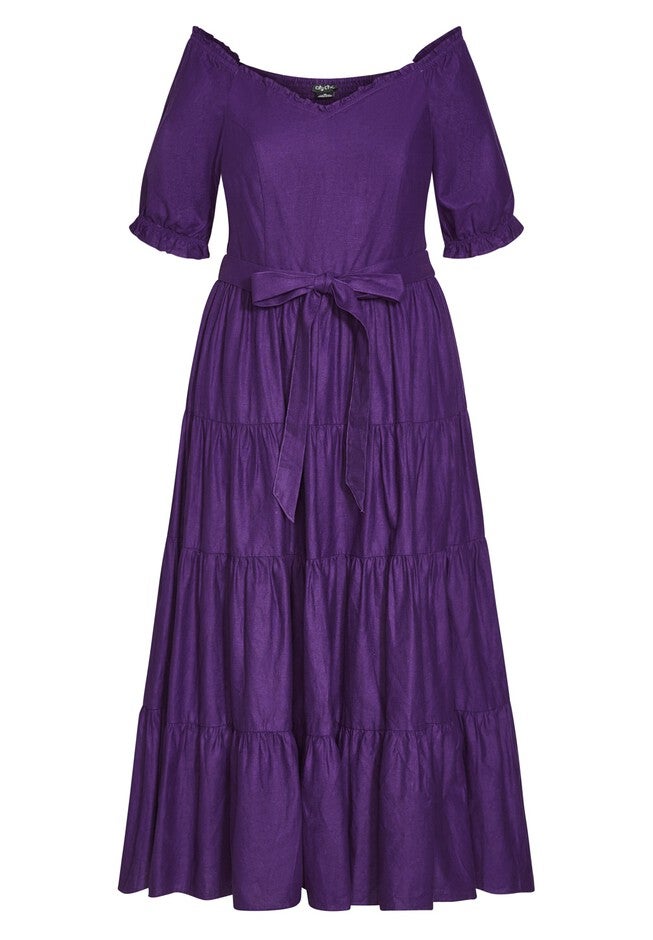 Puff Sleeve Maxi Dress - petunia, PURPLE, alternate image number null