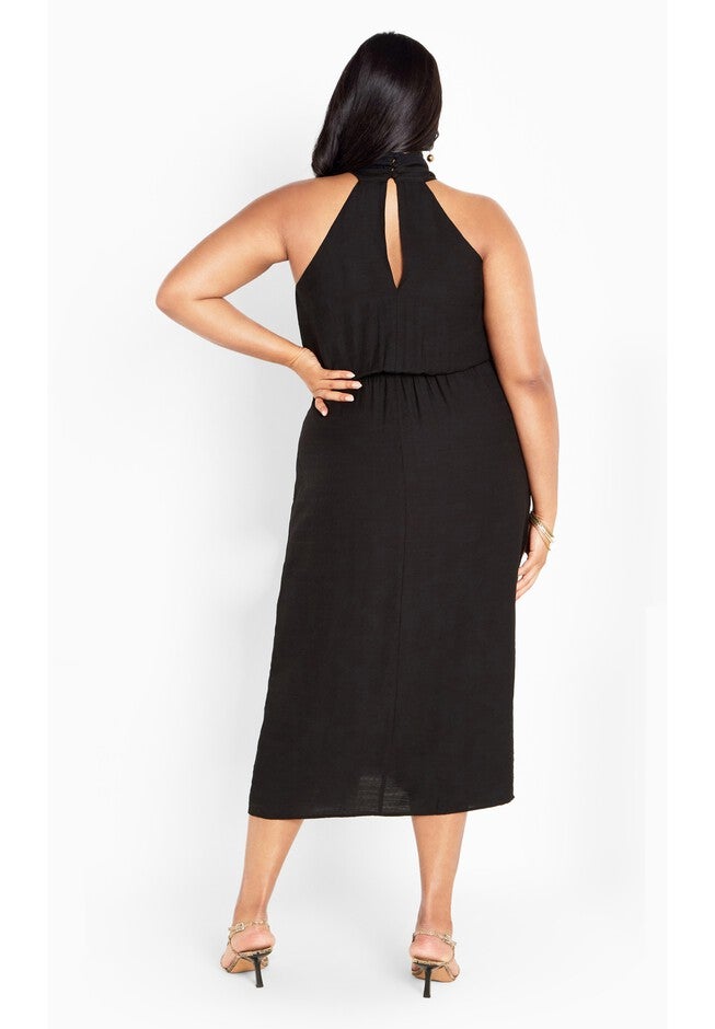 Briella Halter Twist Front Maxi Dress - black, BLACK, alternate image number null