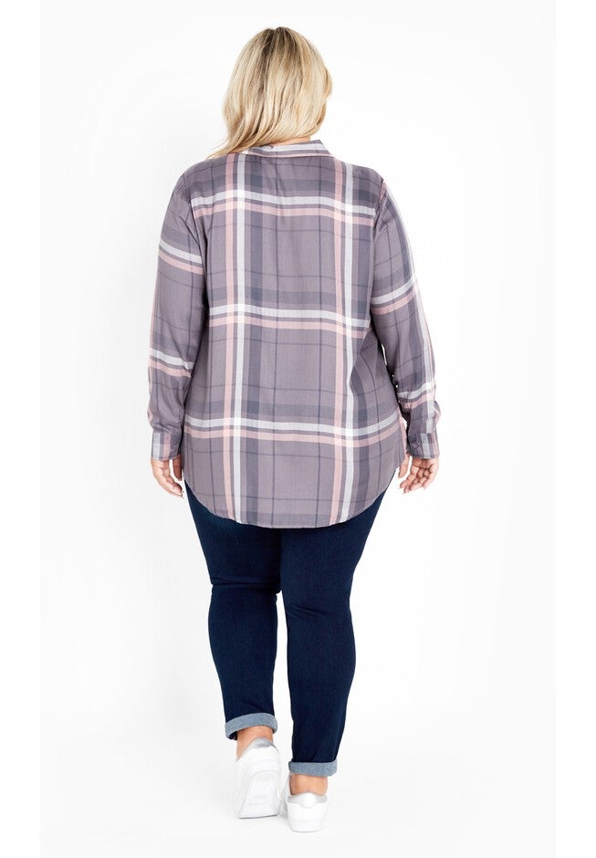 Kylee Check Shirt, GREY PINK, alternate image number null