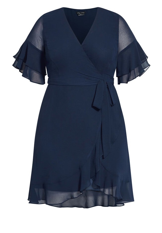 Flutter Frill Dress - navy, BLUE, alternate image number null