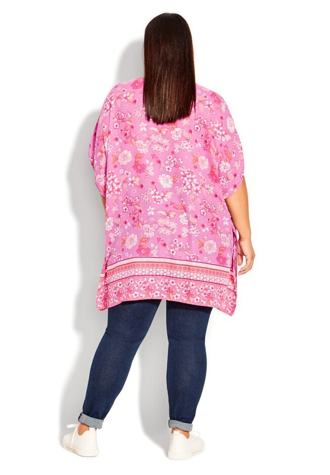 Tie Detail Poncho, PINK, alternate image number null