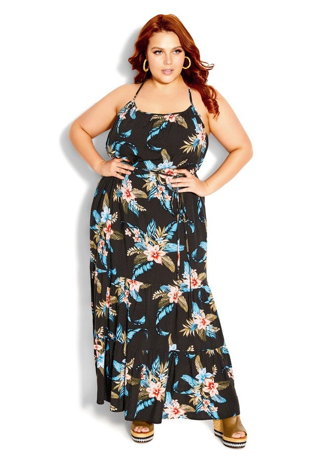 Azores Botanica Maxi Dress - black, BLACK, on-hover image number null