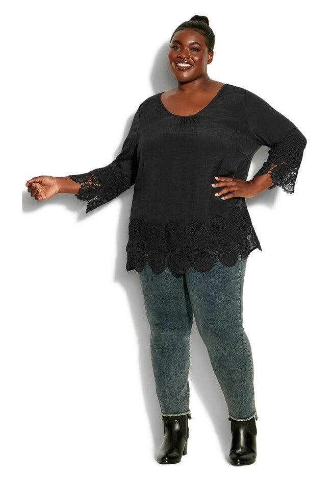 Sylvie Crochet Top, BLACK, hi-res image number null