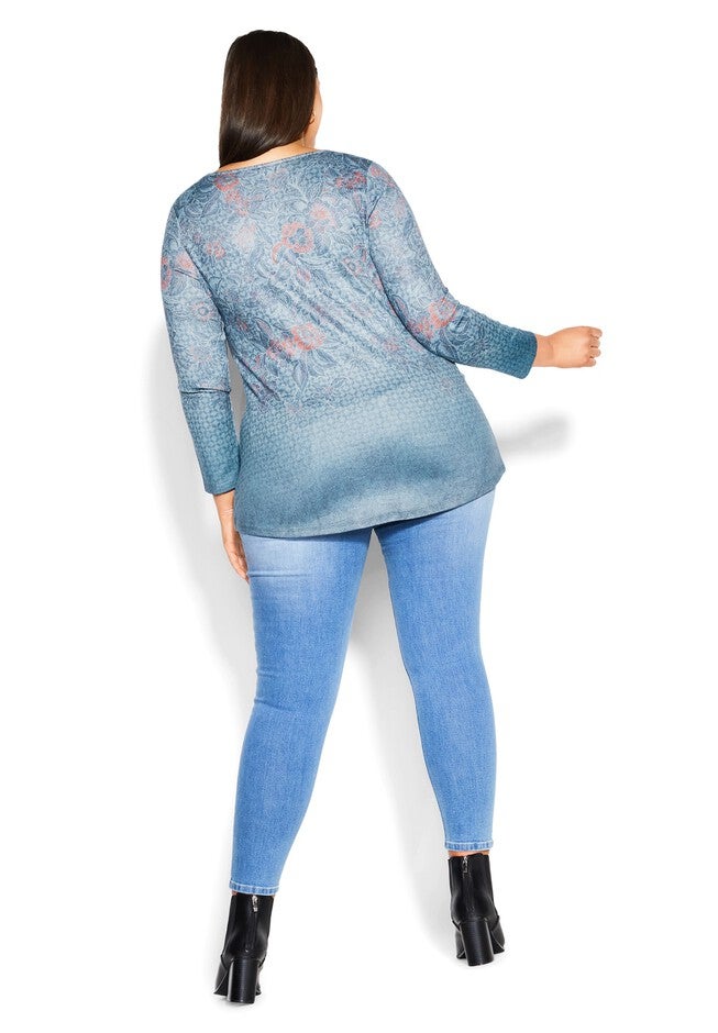 Callie Placement Top, BLUE BATIK, alternate image number null