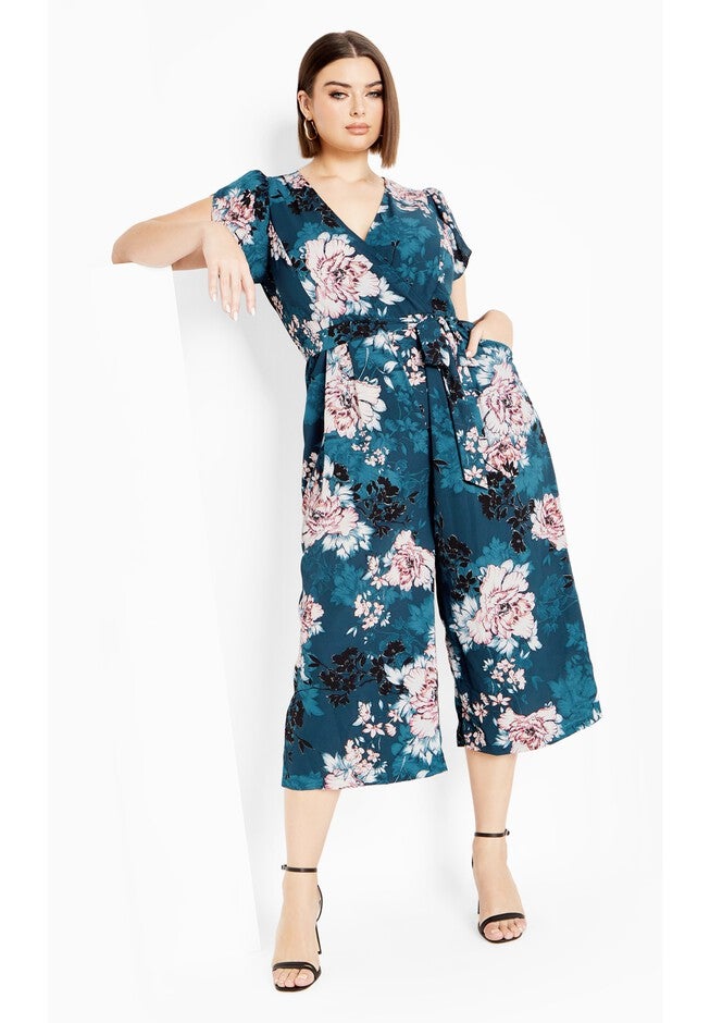 Blossom Tie Jumpsuit - jade, GREEN, on-hover image number 1