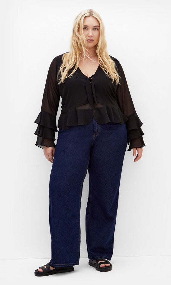Trixie Ruffle Top - black, BLACK, alternate image number null