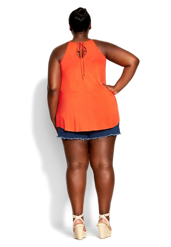 Island Crochet Top - tigerlily, ORANGE, on-hover image number 1
