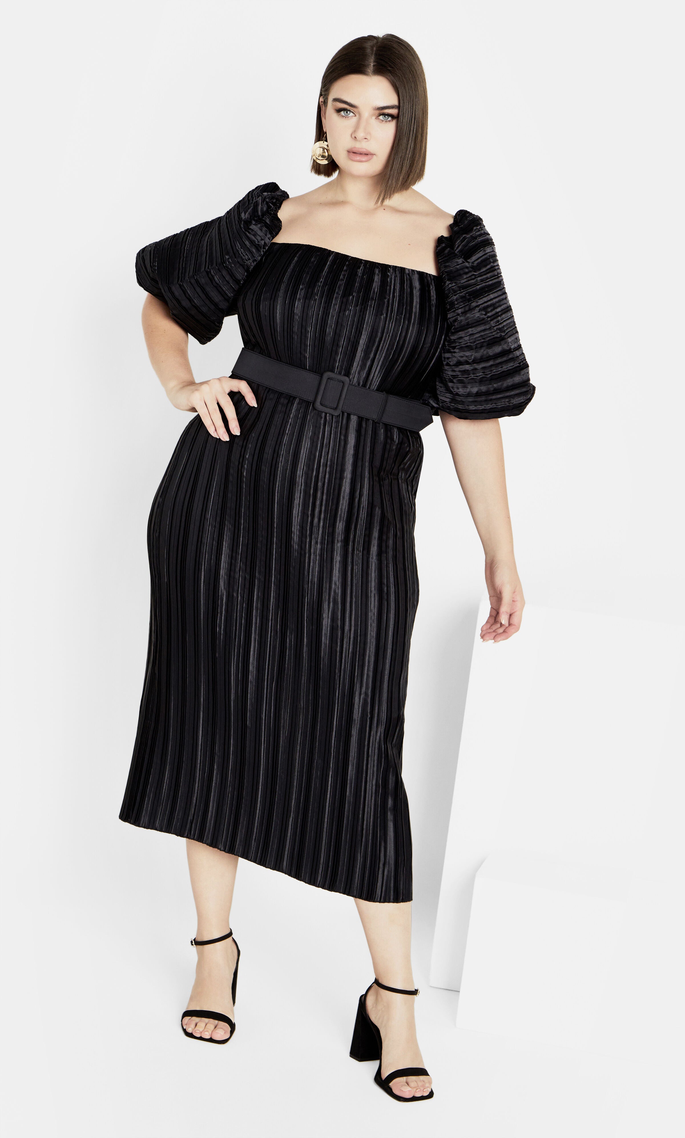Krista Pleat Dress - black, BLACK, alternate image number 1