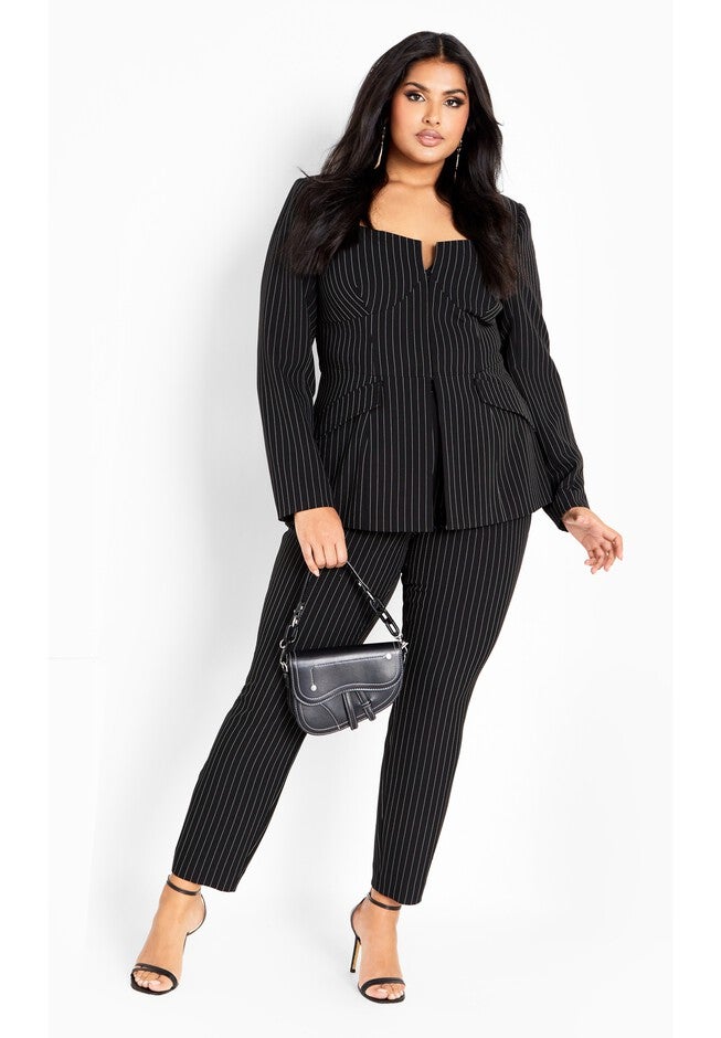 Sabine Stripe Jacket - black, BLACK, alternate image number null
