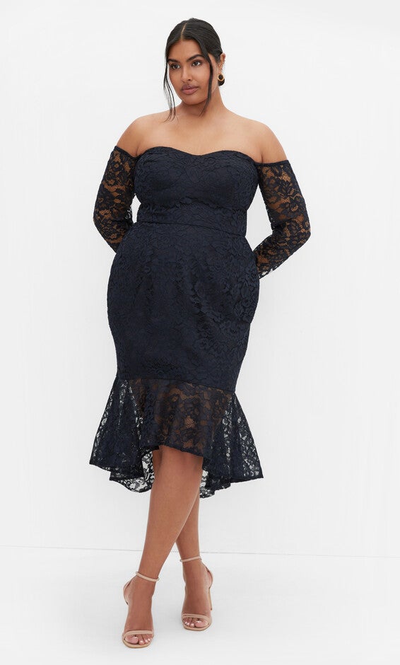 Athena Lace Dress - navy, NAVY, alternate image number 1