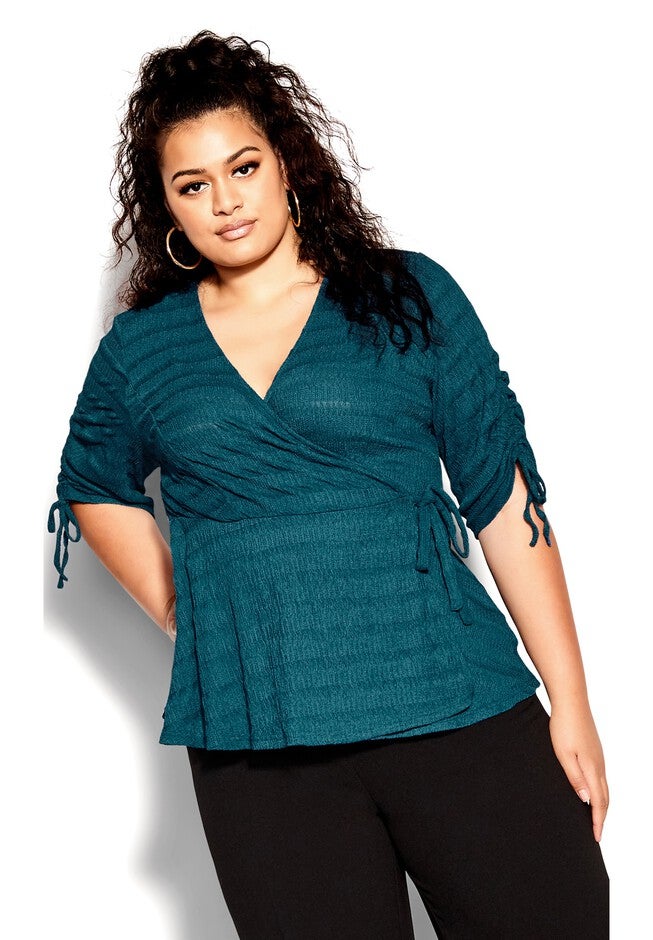 Romance Tie Top - teal, GREEN, hi-res image number null