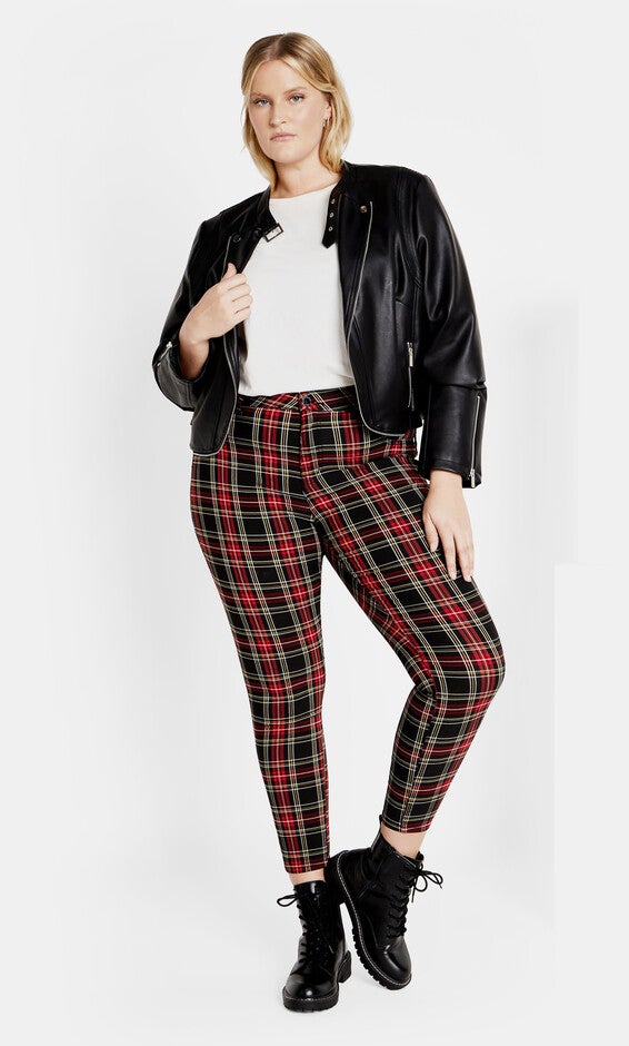 Harley Plaid Skinny Jean - red, RED, hi-res image number null