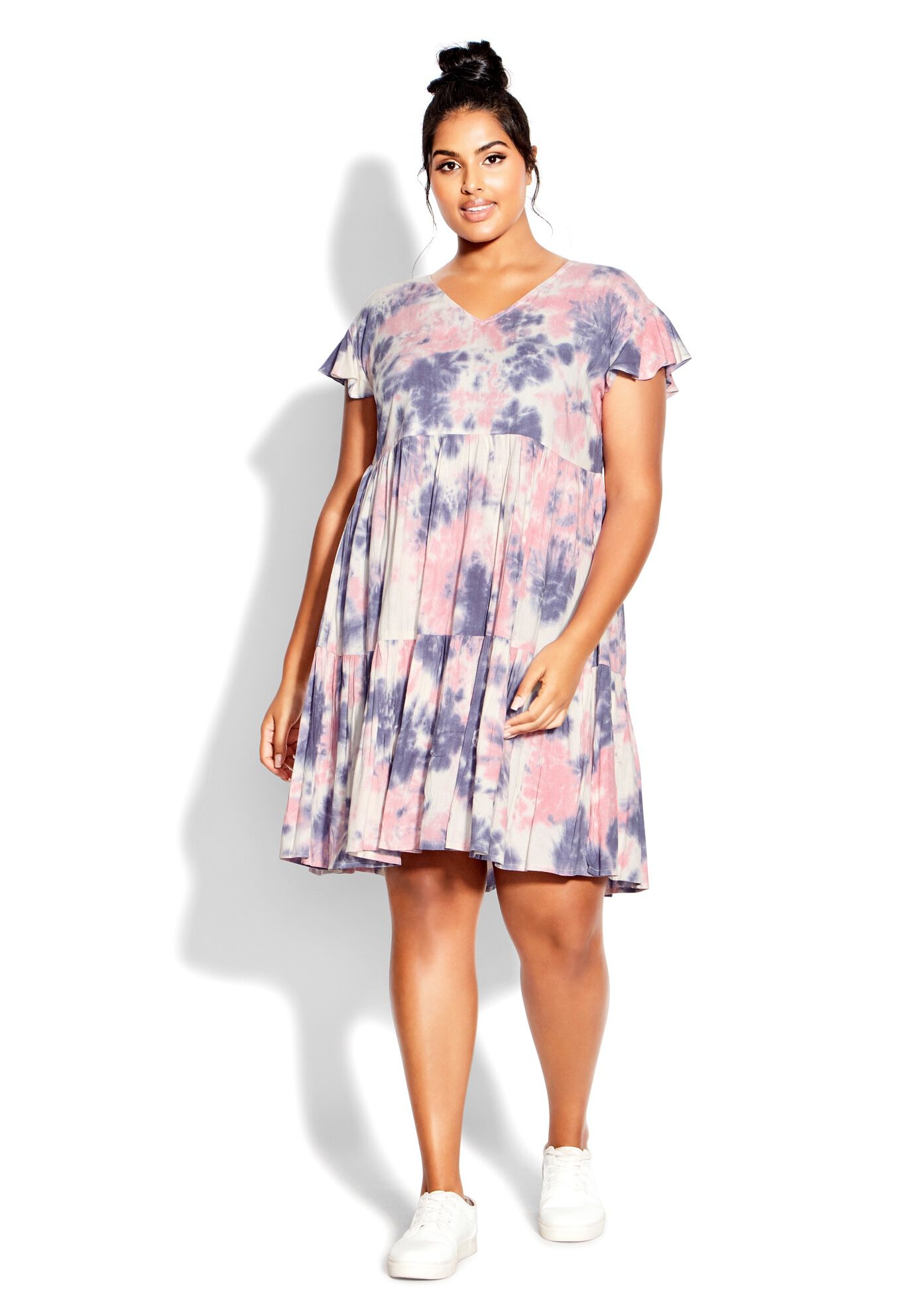 Tier Midi Dress, SERENE TIE DYE, hi-res image number 0