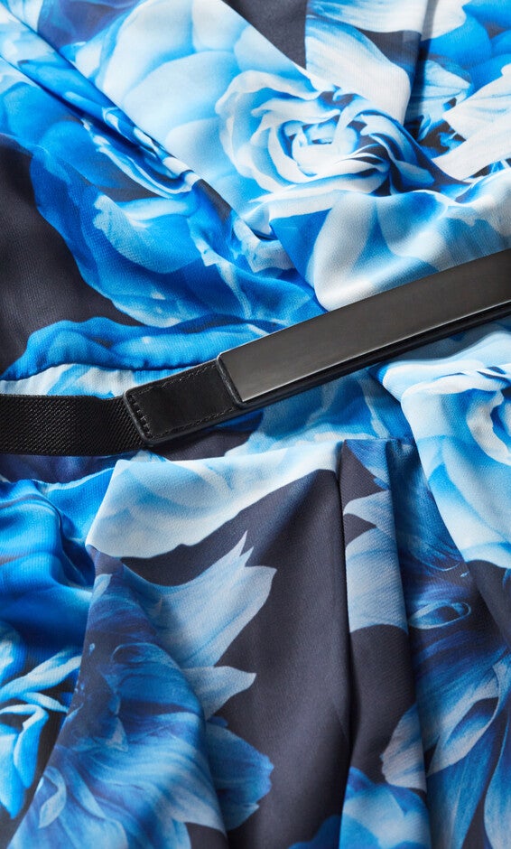 Color Wrap Print Dress - night bloom, NAVY NIGHT BLOOM, alternate image number null