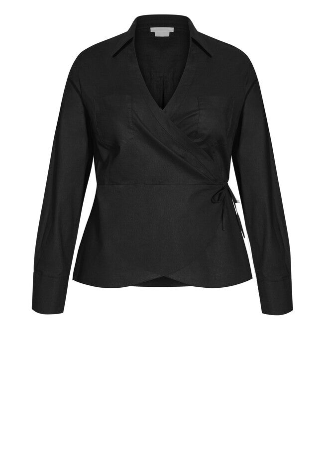 Pocket Wrap Shirt - black, BLACK, alternate image number 4