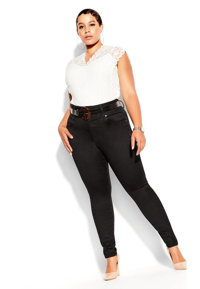 Harley Skinny Petite Black Jean - black, BLACK, hi-res image number 0