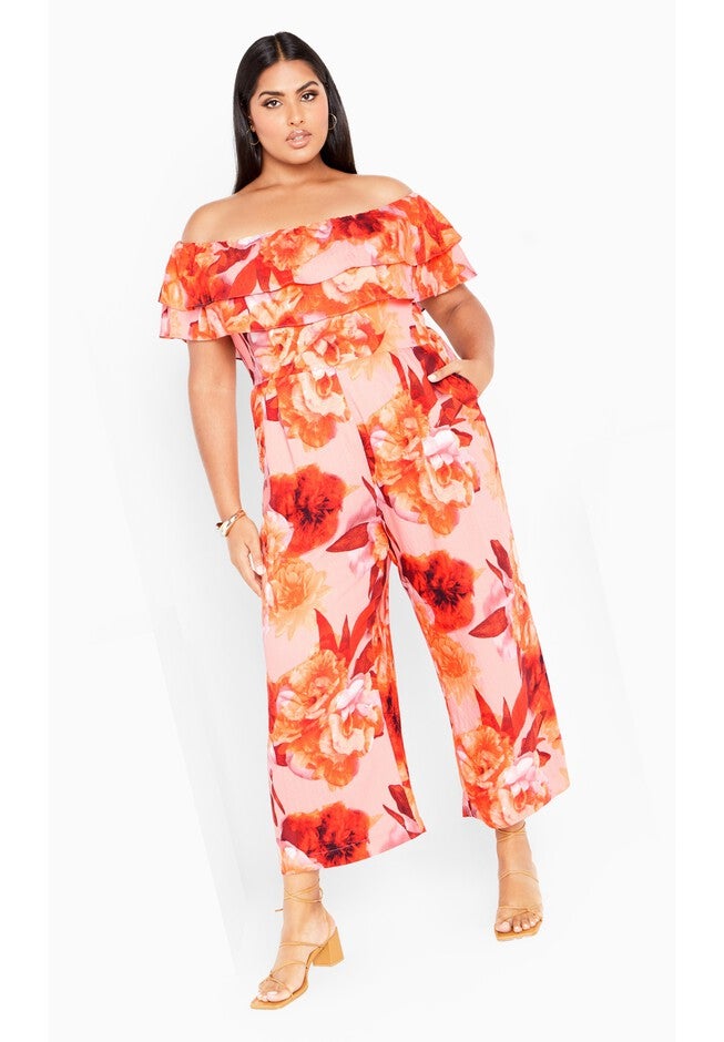 Poppie Print Jumpsuit - peach, BLACK, on-hover image number null