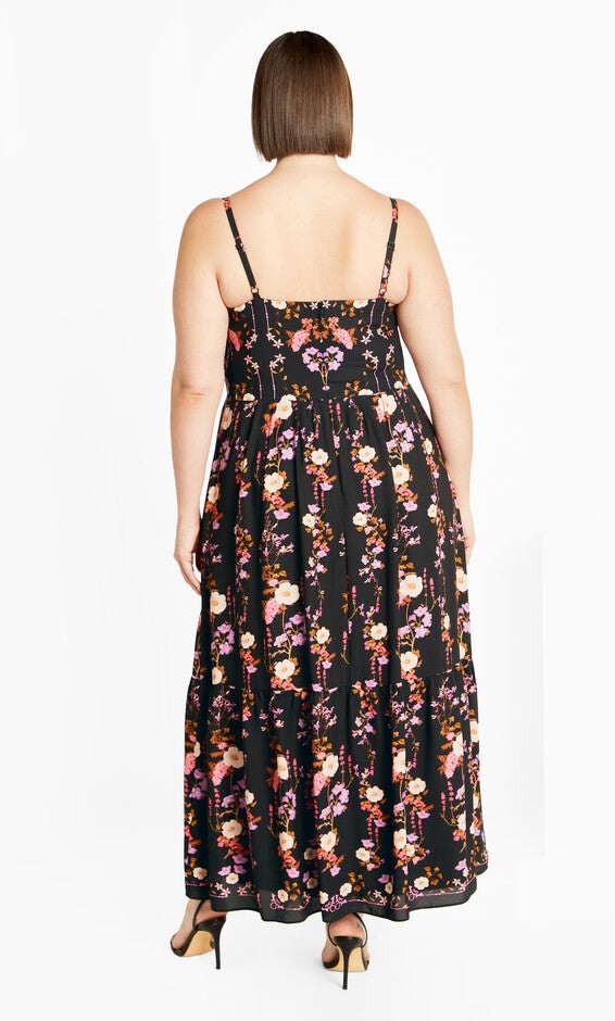 Molly Print Maxi Dress - black, BOUQUET, alternate image number null