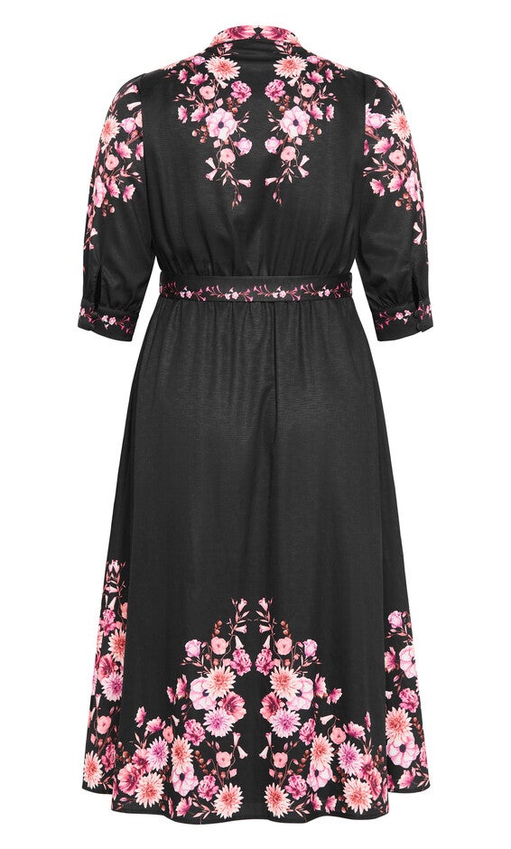 Annabelle Button Closure Midi Dress - black, BLACK, alternate image number null