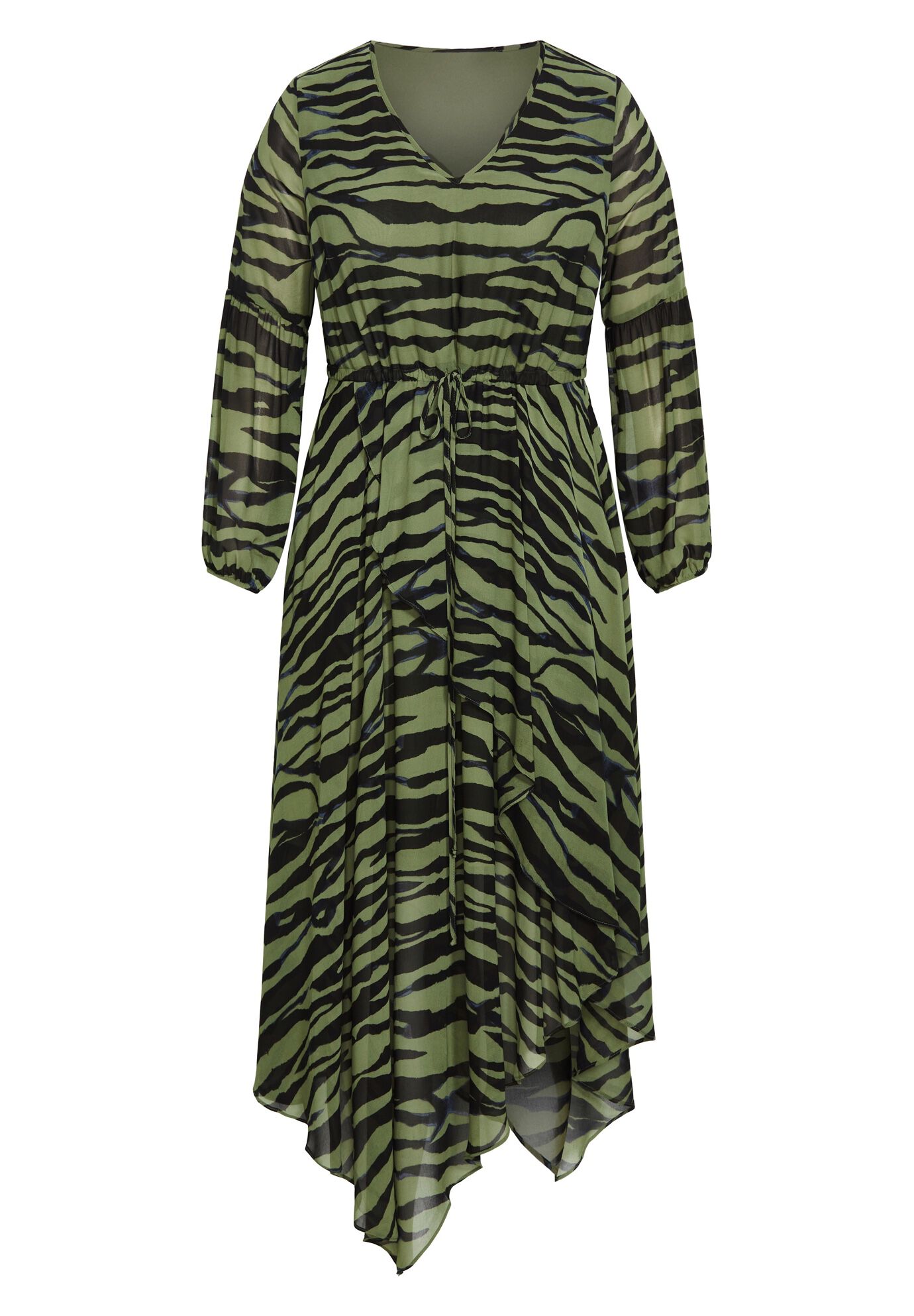 Lorena Dress, GREEN ZEBRA STRIPES, alternate image number 2