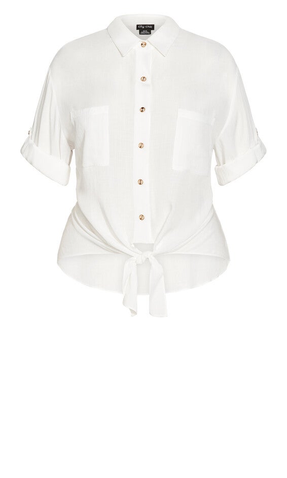 Tropical Tie Top - ivory, WHITE, alternate image number 6
