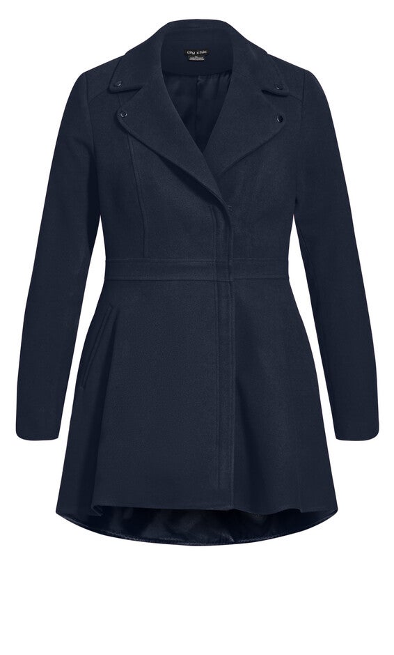 Hi Lo Frill Coat - navy, BLUE, alternate image number null