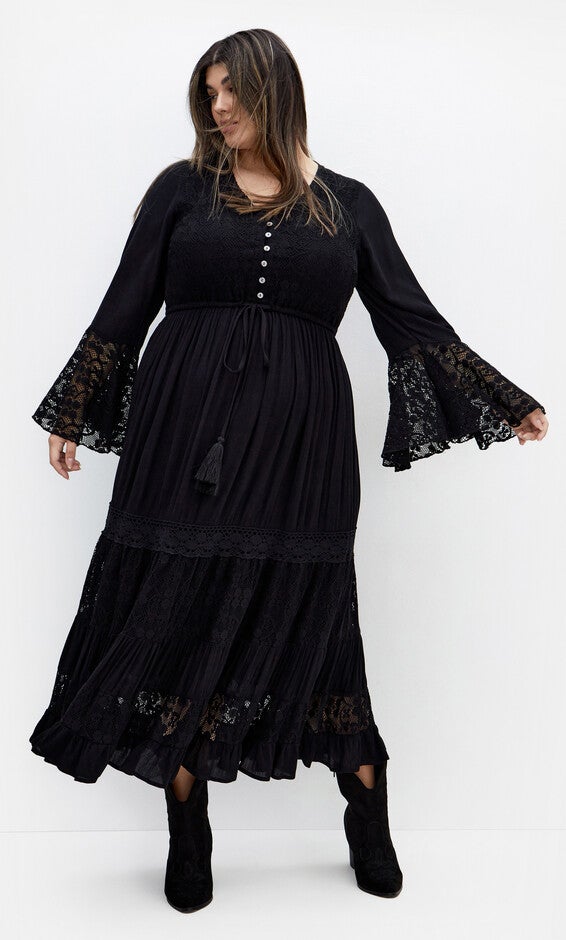 Tisha Lace Maxi Dress - black, BLACK, hi-res image number 0