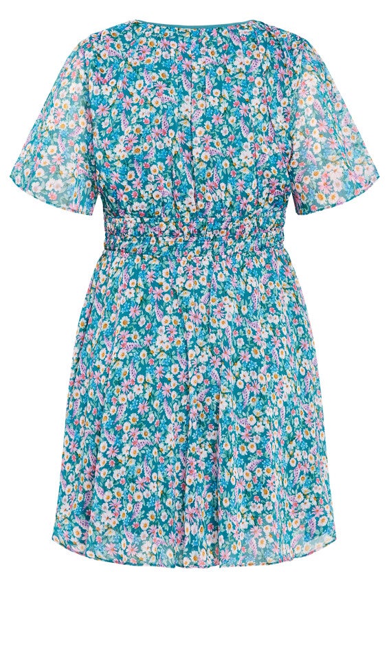 Cara Print Dress - teal, GREEN, alternate image number null