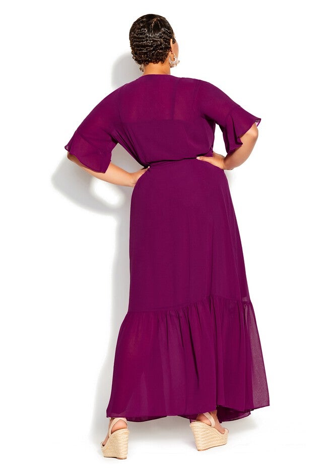 Flutter Wrap Maxi Dress - magenta, PINK, hi-res image number 0