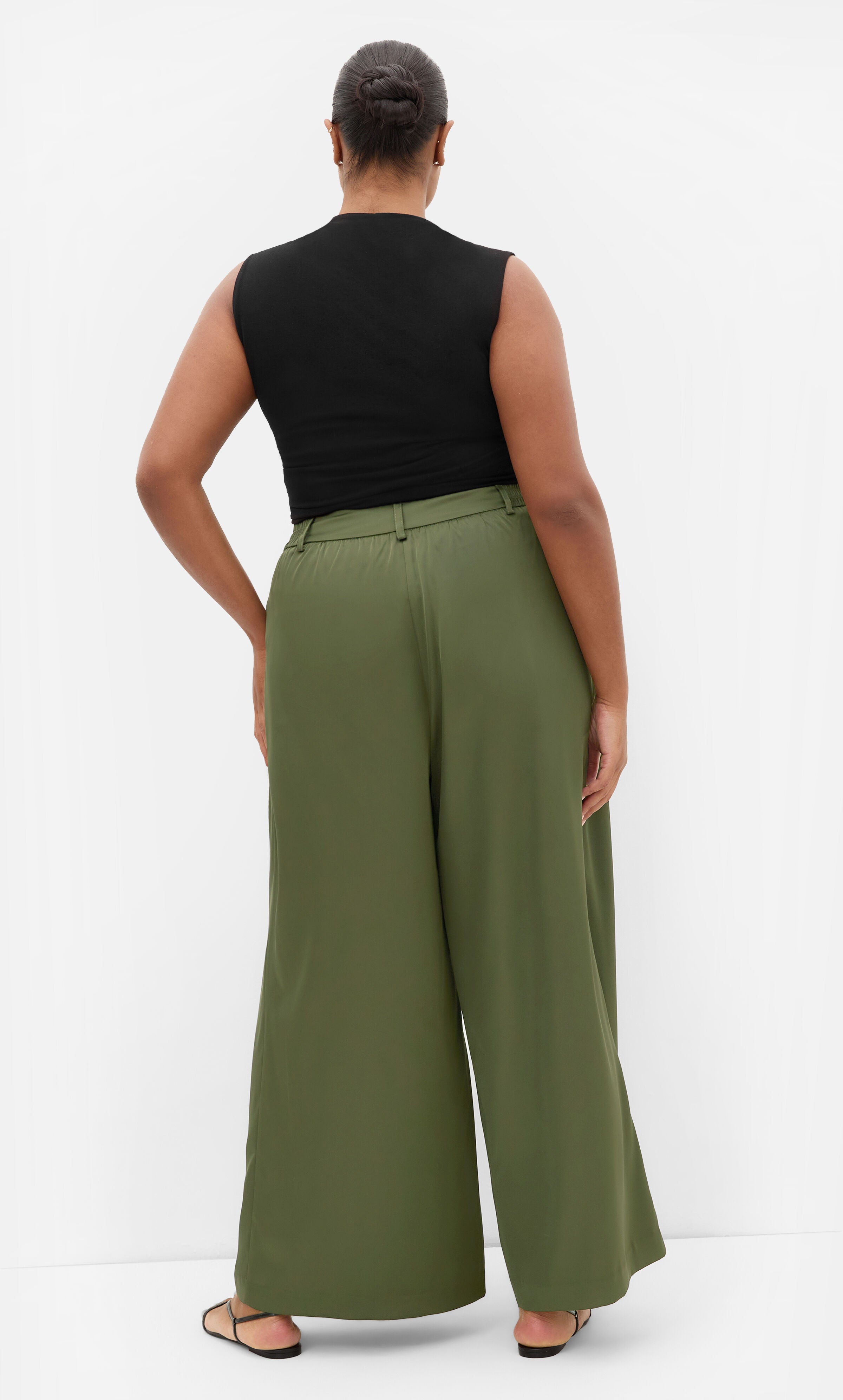 Rylie Satin Palazzo Pant, GREEN, alternate image number 2
