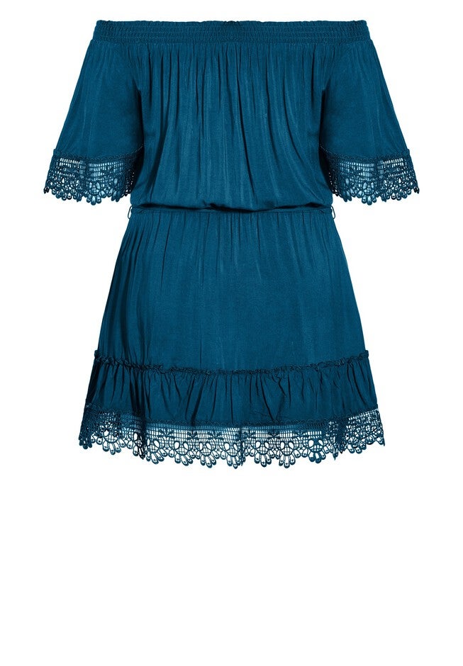 Crochet Detail Dress - poseidon, BLUE, alternate image number null