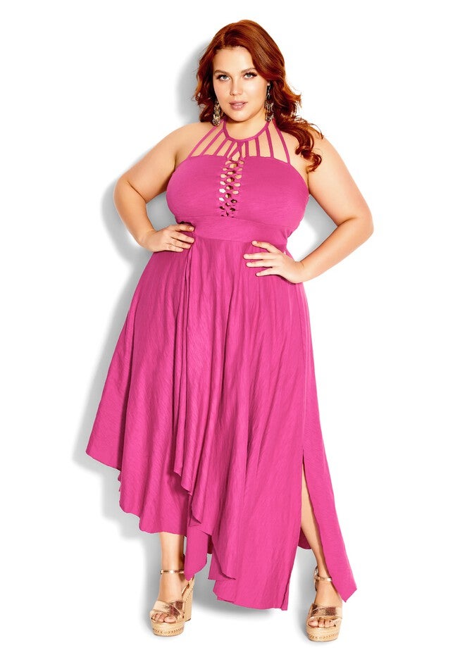 Plait Detail Maxi Dress - fuchsia, PINK, on-hover image number null