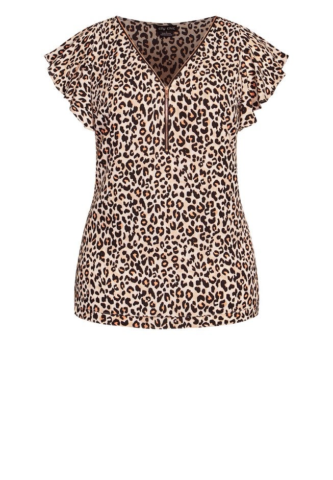 Zip Prowess Top - leopard, BROWN, alternate image number null