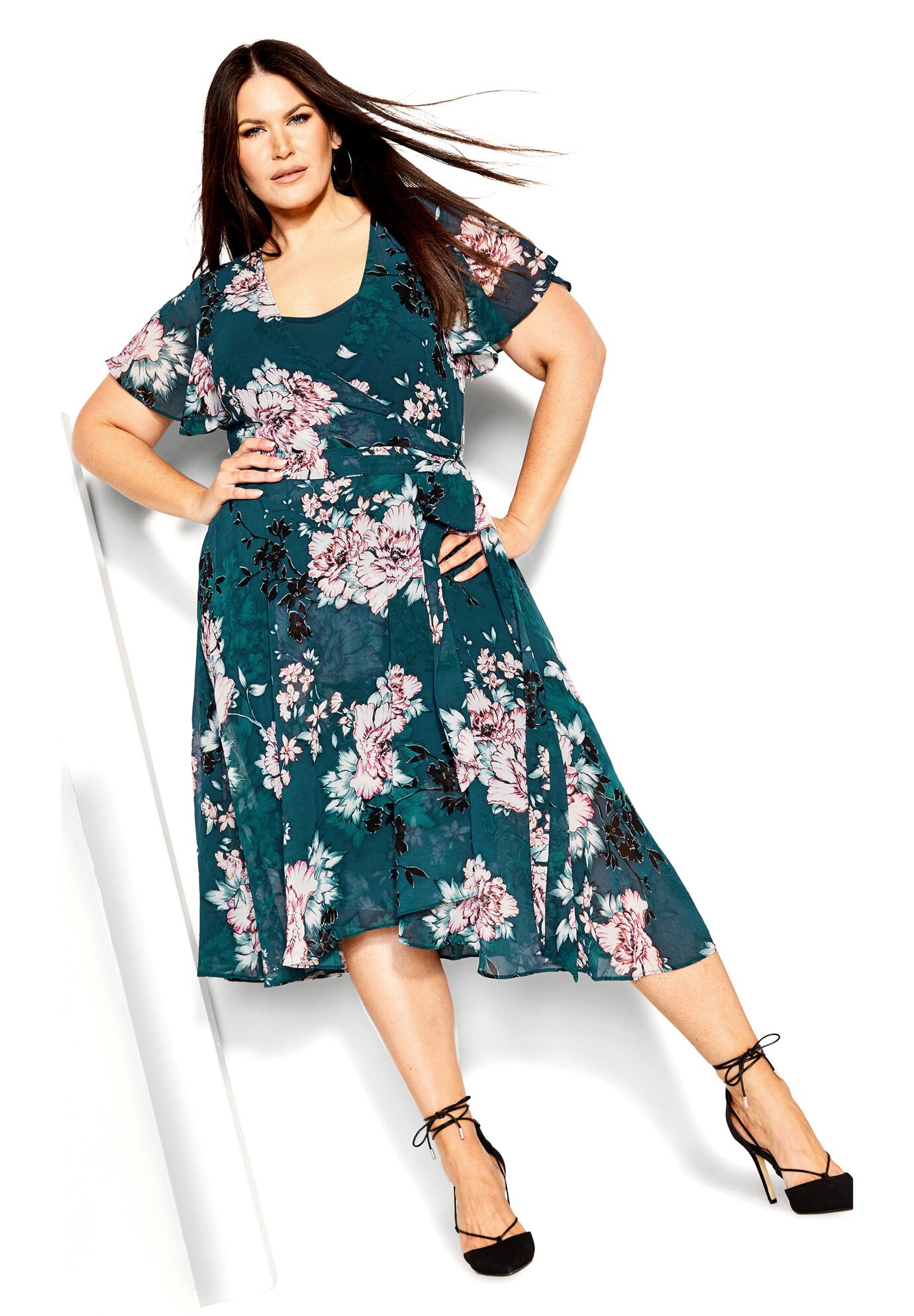 Blossom Short Sleeve Dress - jade, GREEN, on-hover image number 1