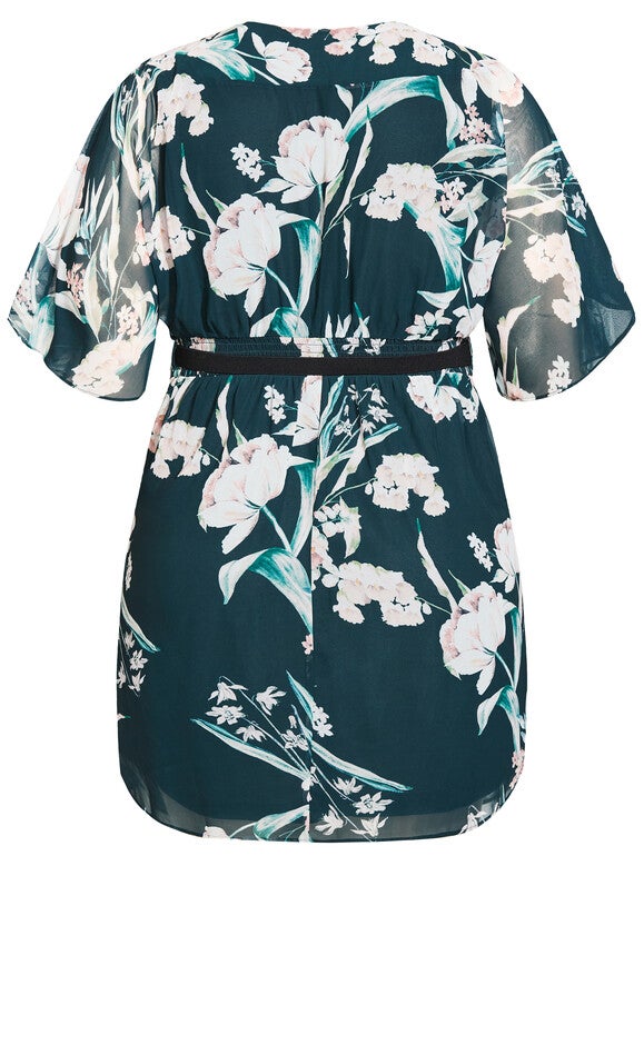 Color Wrap Print Dress - teal, GREEN, alternate image number 6