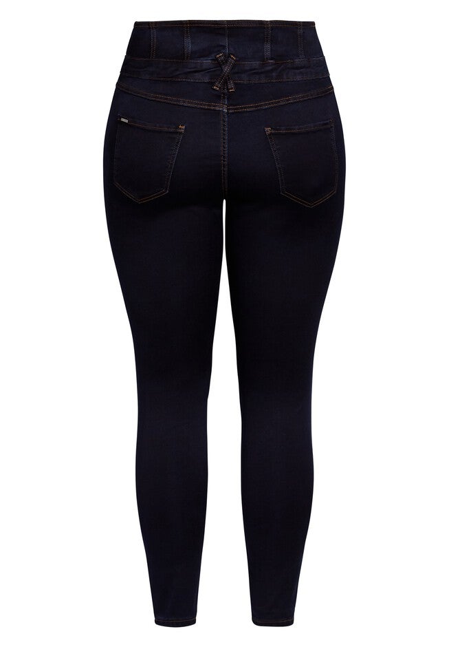Harley Short Western Corset Jean - dark denim, BLUE, alternate image number null