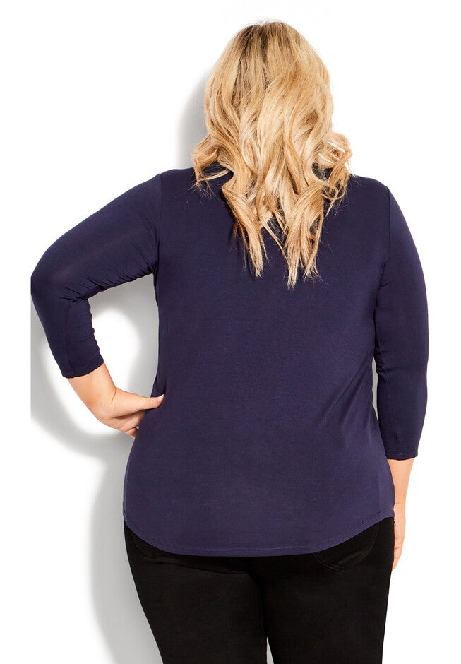 Milly Pleat Plain Top, NAVY, on-hover image number null