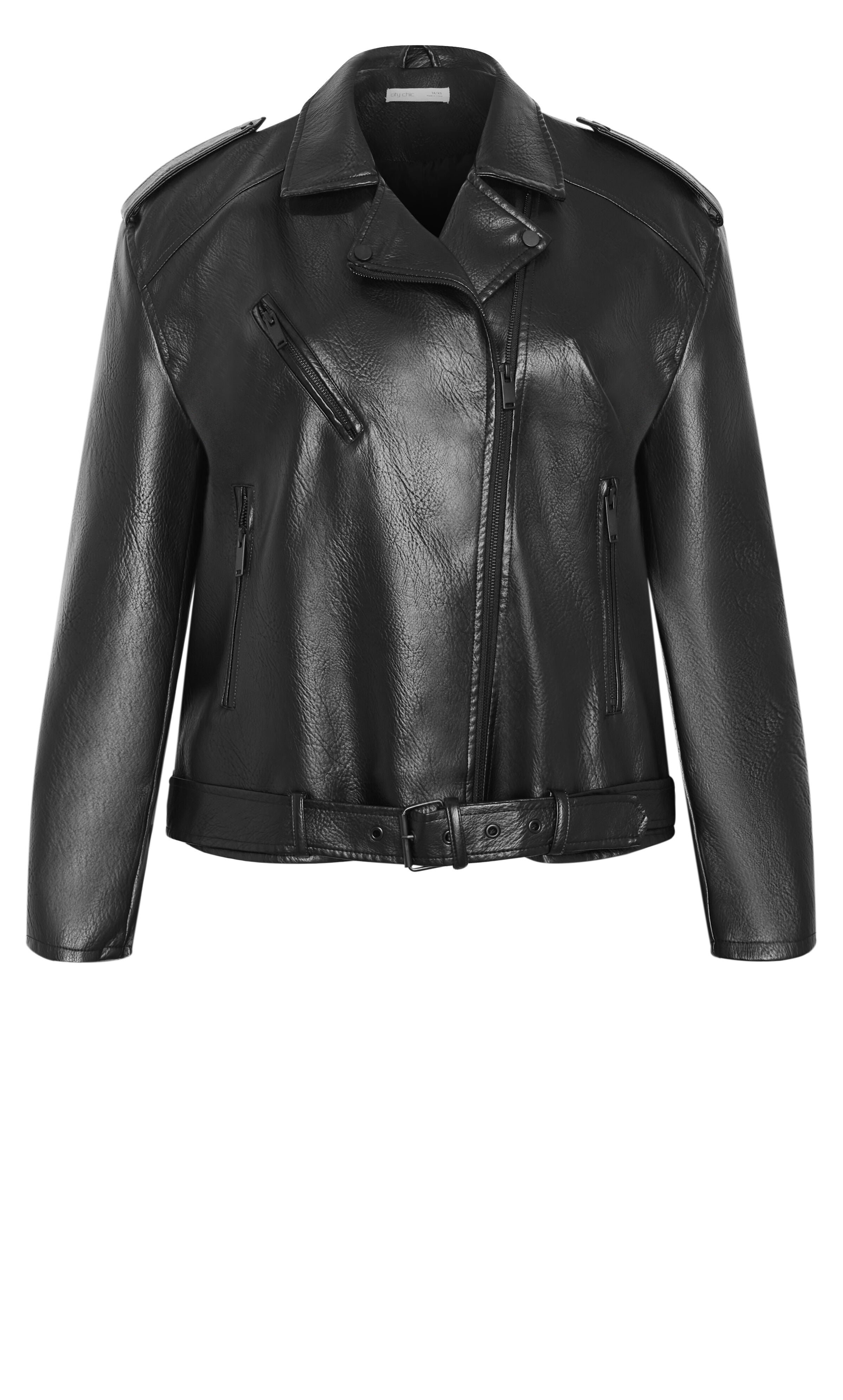 Julie Faux Leather Biker Jacket - black, BLACK, alternate image number 4