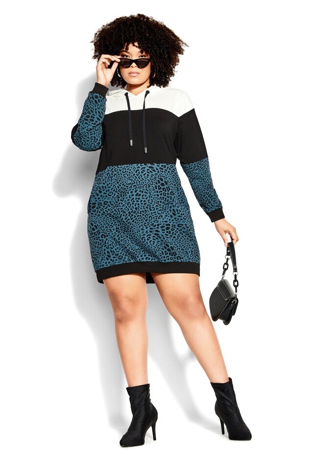 Hoodie Animal Dress - charcoal, GREY, hi-res image number null