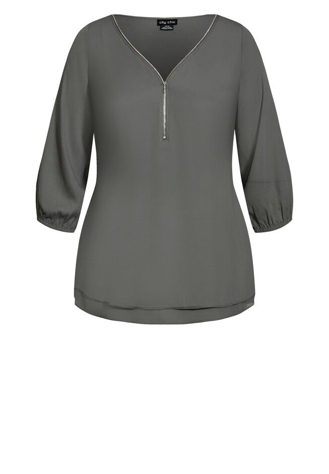 Sexy Fling Elbow Sleeve Top - deep sage, GREEN, alternate image number null