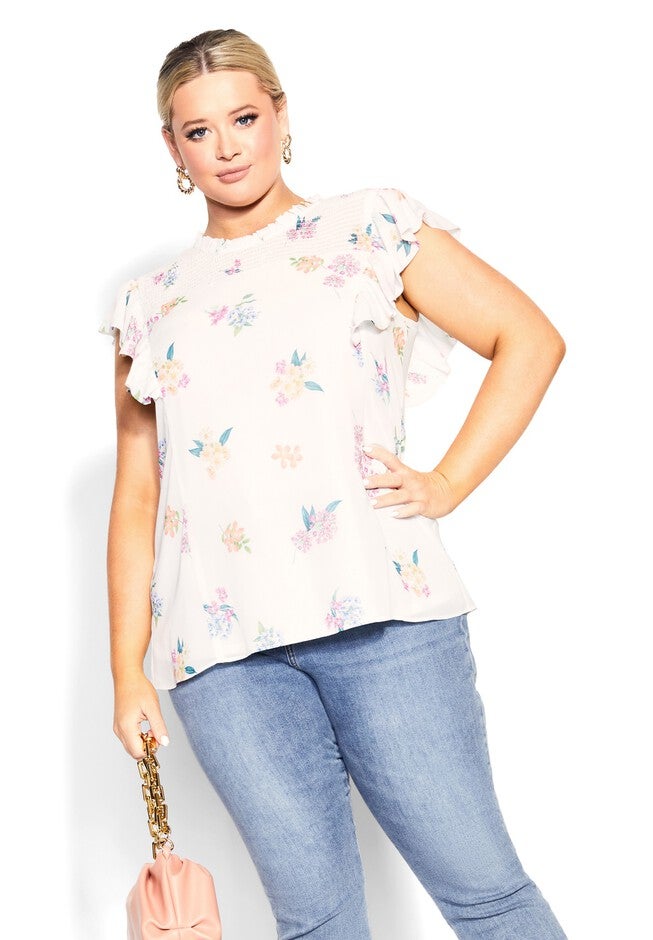 Bella Print Top - ivory, WHITE, alternate image number null