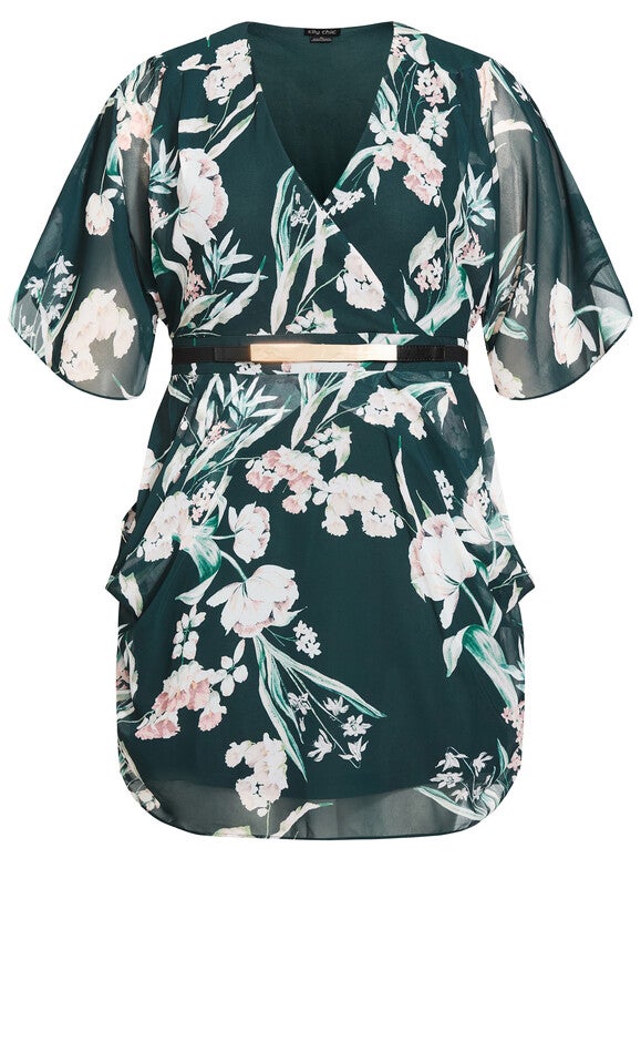 Color Wrap Print Dress - teal, GREEN, alternate image number 5