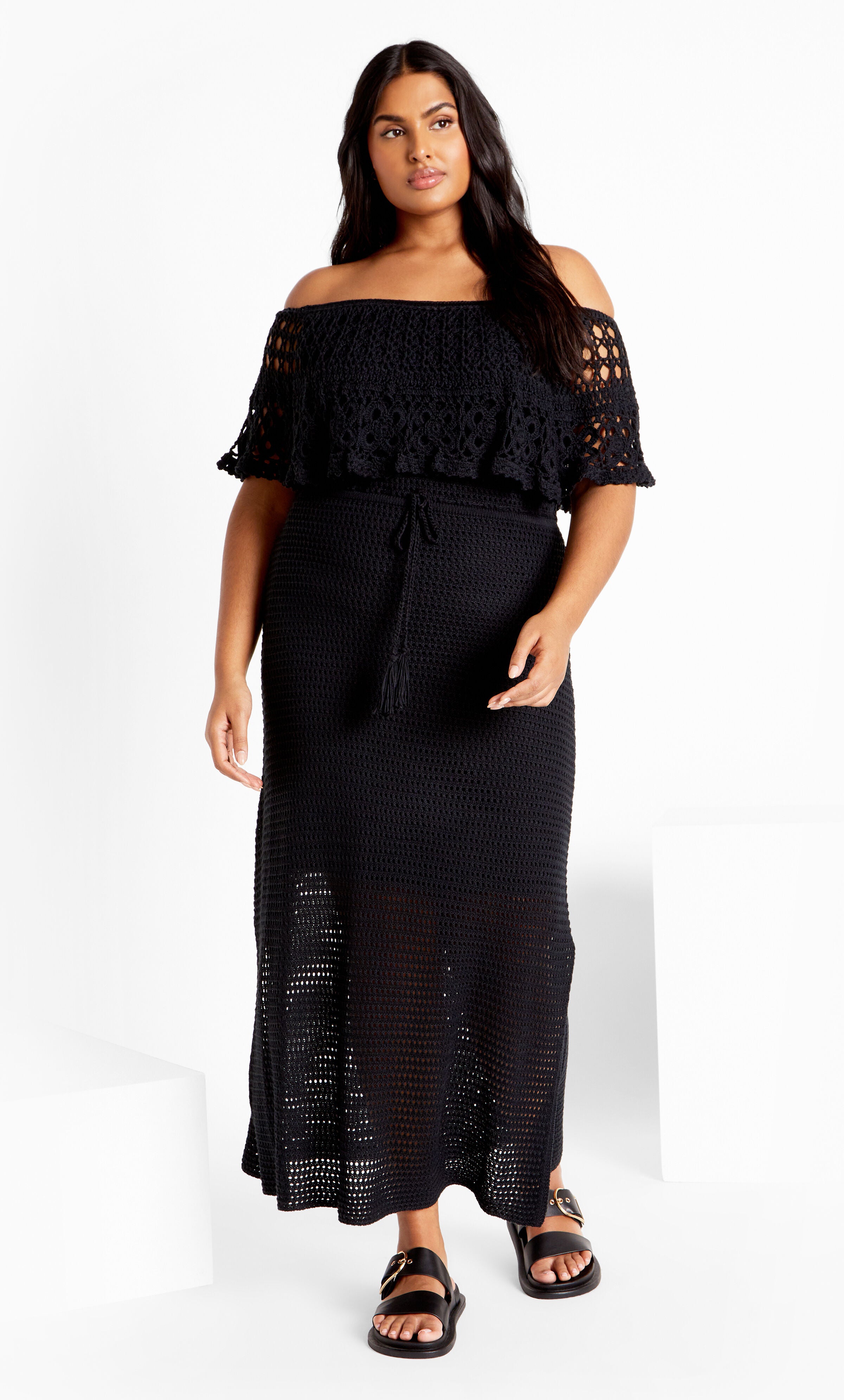 Callie Crochet Dress - black, BLACK, alternate image number 4
