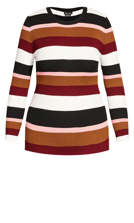70's Stripe Sweater - beetroot, BLACK, alternate image number 3
