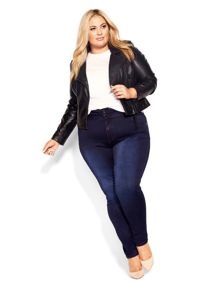 Harley Short Skinny Jean - dark denim, BLUE, on-hover image number null