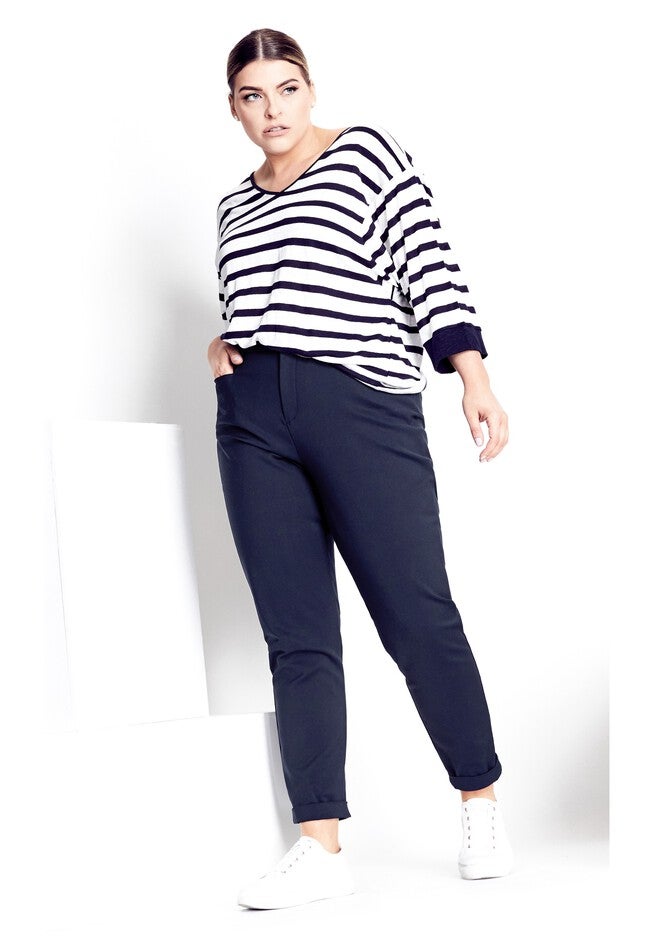 Linen Blend Silo Stripe Tee - white, WHITE, hi-res image number null