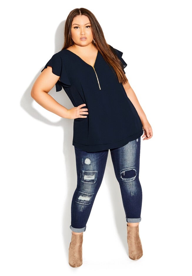 Zip Fling Top - navy, BLUE, on-hover image number 1