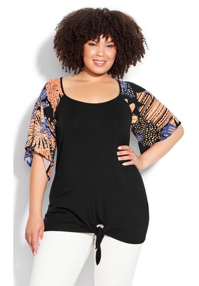 Gretta Tie Front Top, SKYLIGHT PALM, alternate image number null