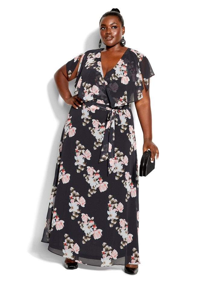 Sacred Lotus Maxi Dress - black, BLACK, on-hover image number null